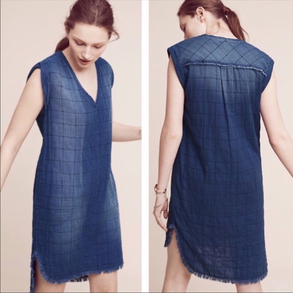 cloth & stone Dresses & Skirts - Cloth & Stone quilted chambray fringe dress Large